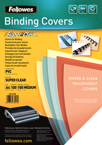 COPERTI PLASTIC A4 150 MICRONI TRANSPARENTE 100/TOP FELLOWES COPERTI PLASTIC A4 150 MICRONI TRANSPARENTE 100/TOP FELLOWES